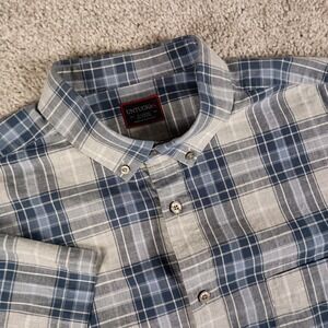 UNTUCKit XL 100% Cotton Blue Plaid Mens Short Sleeve Shirt